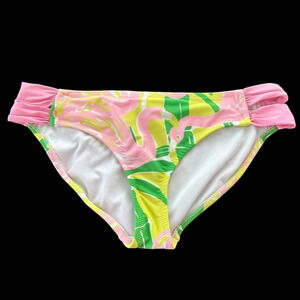 Lilly Pulitzer Target Medium Hipster Bikini Bottoms Flamingo Tropical Pink Green